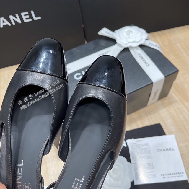 Chanel專櫃經典款女士涼鞋 香奈兒時尚sling back涼鞋平跟鞋6.5cm中跟鞋 dx2557